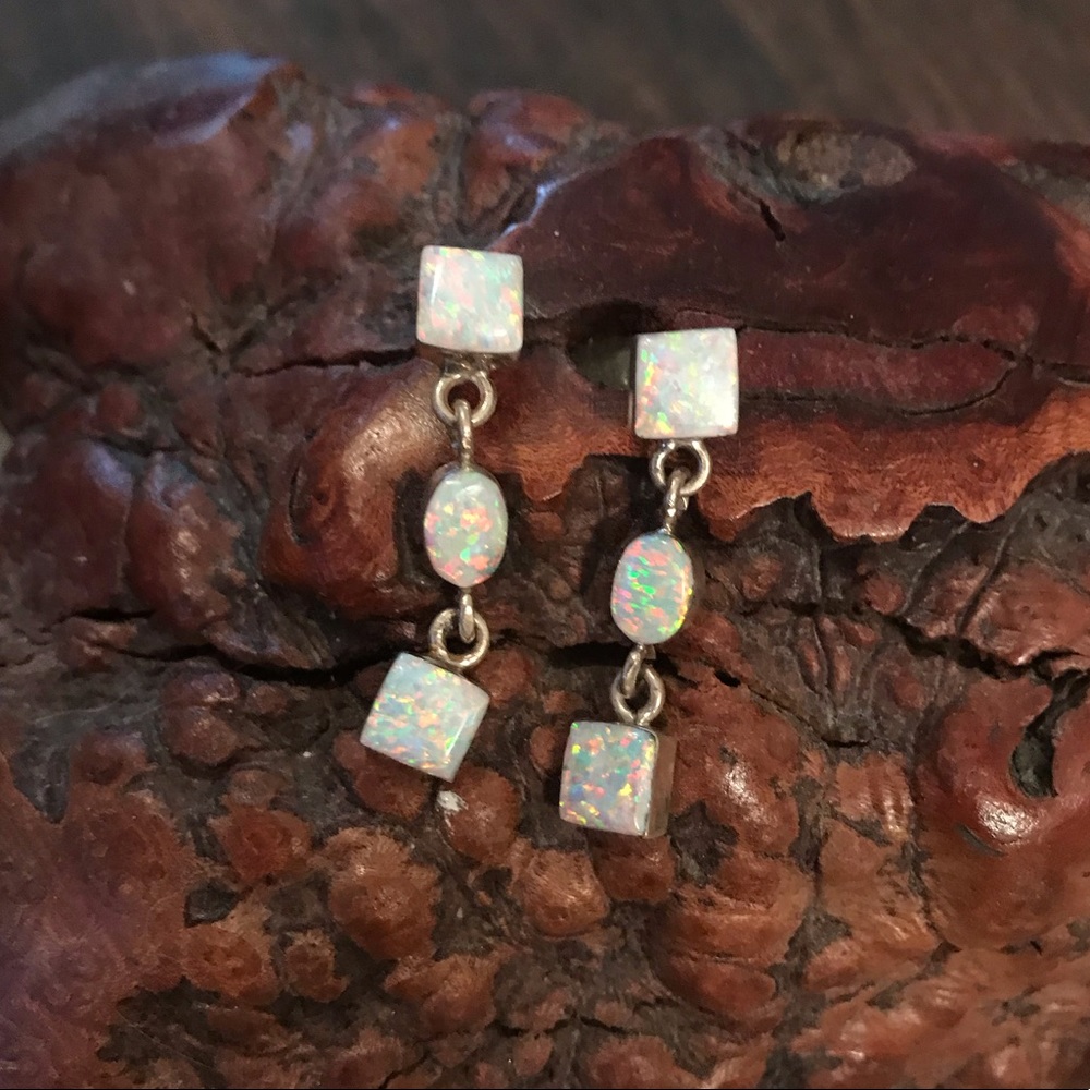 Old Pawn Opal .925 Sterling Silver Earrings